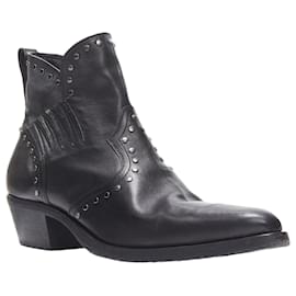 Saint Laurent-Saint Laurent Dakota Leather Studded Western Ankle Boot-Black