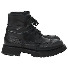 Stivali da combattimento in pelle nera con dettagli brogue Alexander Mcqueen Nero