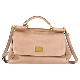 Sac à main Large Sicily en cuir de veau marron de Dolce & Gabbana Marron