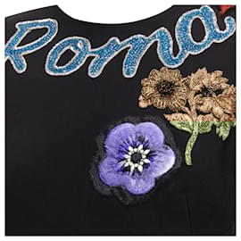 Dolce & Gabbana-Dolce Gabbana Roma Warrior Sequin Leather Patch Shift Dress-Black