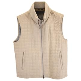 Fendi- Fendi Logo Quilted Vest Jacket in Beige Polyester-Beige