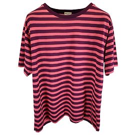 Camiseta de cuello redondo a rayas Saint Laurent en algodón multicolor Multicolor