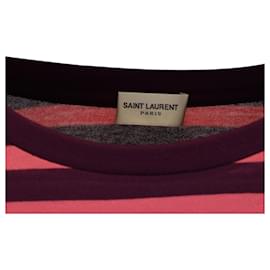 Saint Laurent- Saint Laurent Striped Crewneck T-Shirt in Multicolor Cotton-Multiple colors