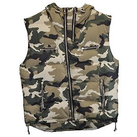 Colete acolchoado com zíper e estampa de camuflagem Balmain em poliamida multicolorida Multicor