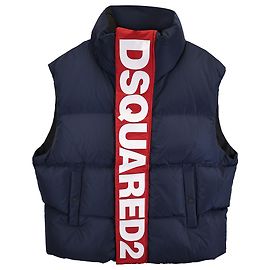Dsquared2 Logo Steppweste mit Reißverschluss aus marineblauem Polyester Blau Marineblau