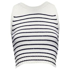 Dior-Christian Dior Cashmere Black Striped CD Bee Cropped Top-White,Cream