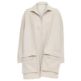 Yohji Yamamoto Wooly Pocketed Zip Up Boxy Coat Grey