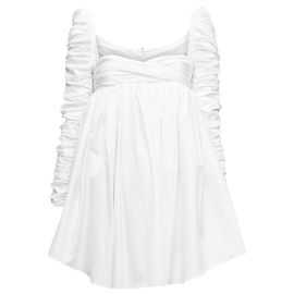 Abito mini impero con corsetto e maniche arricciate Khaite Sueanne Bianco