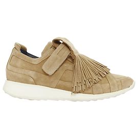 Baskets mocassins en cuir suédé avec détails en franges Pierre Hardy Marron Beige