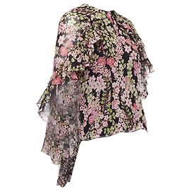 Giambattista Valli Floral Silk Cape Back Chiffon Top Pink