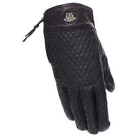 Luvas de couro acolchoadas em colmeia Versace com logo Medusa prateado Preto