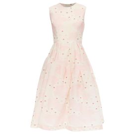 Abito midi in cloque floreale in misto seta e cotone Simone Rocha Rosa