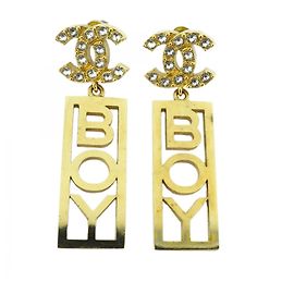 Orecchini in strass Chanel COCO MARK BOY D'oro