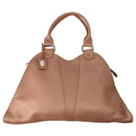 Fendi-Sac à main en cuir rose Fendi Selleria-Rose