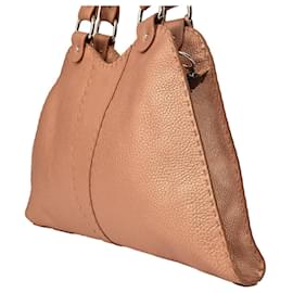 Fendi-Sac à main en cuir rose Fendi Selleria-Rose
