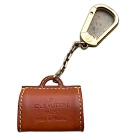 Portachiavi Louis Vuitton in pelle marrone scuro Marrone scuro
