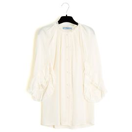 Prada Top FR36/38 Ecru Seidenbluse mit Frontärmeln UK8/10 US6/8 Roh