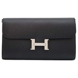 Hermès Hermes Long Wallet Constance To Go in Black Epsom Leather Black