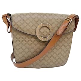 Céline-CELINE Macadam Canvas Shoulder Bag Beige Gold Auth ep5915-Beige,Golden