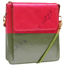 Louis Vuitton-LOUIS VUITTON Monogram Vernis Motto Pouch Fuchsia Pink M91225 LV Auth 92928-Pink,Fuschia