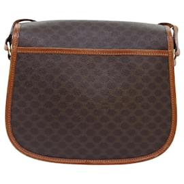Céline-CELINE Macadam Canvas Shoulder Bag PVC Leather Brown Gold Auth ep5894-Brown,Golden