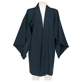 Autre Marque-A.N.G.E.L.O. Vintage Cult Blue Wool Short Kimono-Blue
