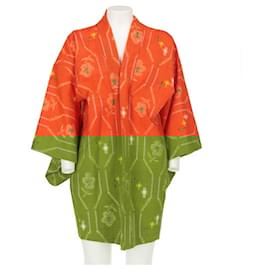 Autre Marque-A.N.G.E.L.O. Vintage Cult Orange Wool Short Kimono-Orange