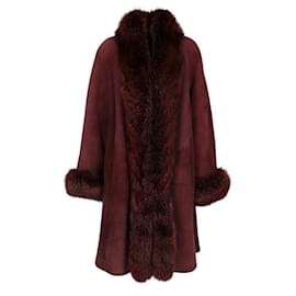 Autre Marque-A.N.G.E.L.O. Vintage Cult Burgundy Sheepskin Coat-Dark red