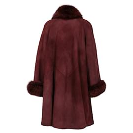 Autre Marque-A.N.G.E.L.O. Vintage Cult Burgundy Sheepskin Coat-Dark red