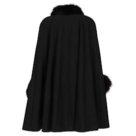 Autre Marque-A.N.G.E.L.O. Vintage Cult Black Wool and Fox Coat-Black