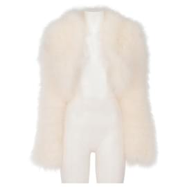 Autre Marque-Laura Biagiotti White Ostrich Feather Bolero-White