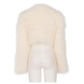 Autre Marque-Laura Biagiotti White Ostrich Feather Bolero-White