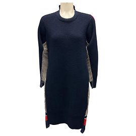 Sacai Strickkleid aus Wolle in Marineblau / Weiß / Rot Marineblau