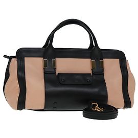 Chloé Alice Handtasche Leder 2 in 1 Schwarz Rosa Auth am6912 Schwarz Pink