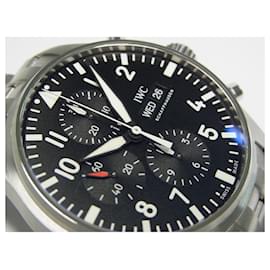 IWC-IWC Pilot's watch Chronograph black IW377710 Genuine goods Mens-Silvery