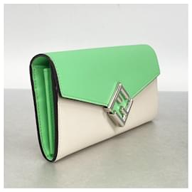 Fendi-Fendi Long Wallet in Beige and Green-Beige,Green