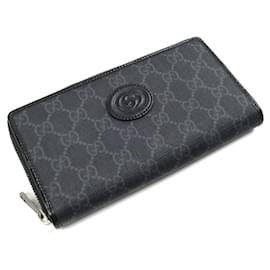 Gucci-Gucci Interlocking G Zip Around Long Wallet-Black