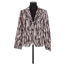 Max Mara Intrend Chic Black shops & White Linen & Cotton Coat Jacket Size 12