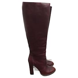 Lanvin-LANVIN Boots T.EU 37.5 Leather-Dark red