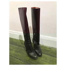 Lanvin-LANVIN Boots T.EU 37.5 Leather-Dark red