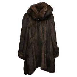 Brown Carolina Herrera Long Hooded Mink Fur Coat Size US M/L Brown