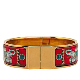 Rotes Hermès breites Emaille-Elefanten-Hingearmband 60 Rot