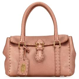 Fendi-Sac à main en cuir Selleria Linda Mini Fendi rose-Rose