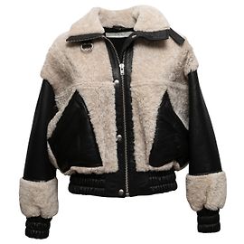 Black & Beige Iro Shearling Fall/Winter 2021 Hotaro Flight Jacket Size EU 34 Black