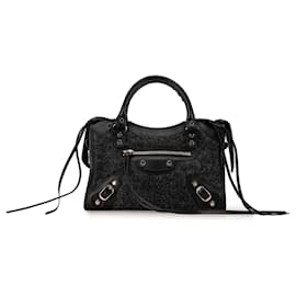 Balenciaga-Black Balenciaga Mini Shearling Motocross Classic City Satchel-Black