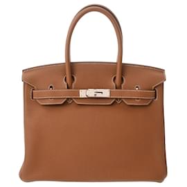 Hermès-Hermes Birkin 30 Gold Togo Handbag-Golden