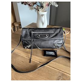 Balenciaga-Balenciaga black and silver envelope bag-Black