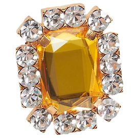 Dries Van Noten Big Crystal Clear Gold Tone Setting Cocktail Ring Yellow