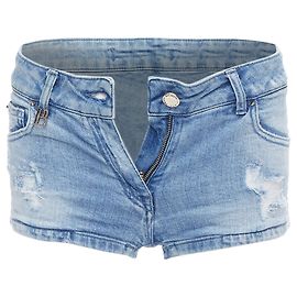 Pierre Balmain Distressed Washed B Logo Charm Hot Shorts Blue