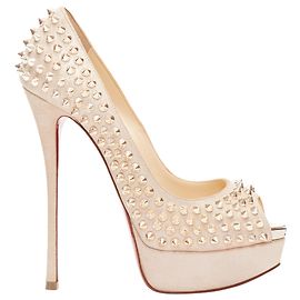 Christian Louboutin Fetish Lady Peep Spike Platform Pump D'oro Metallico